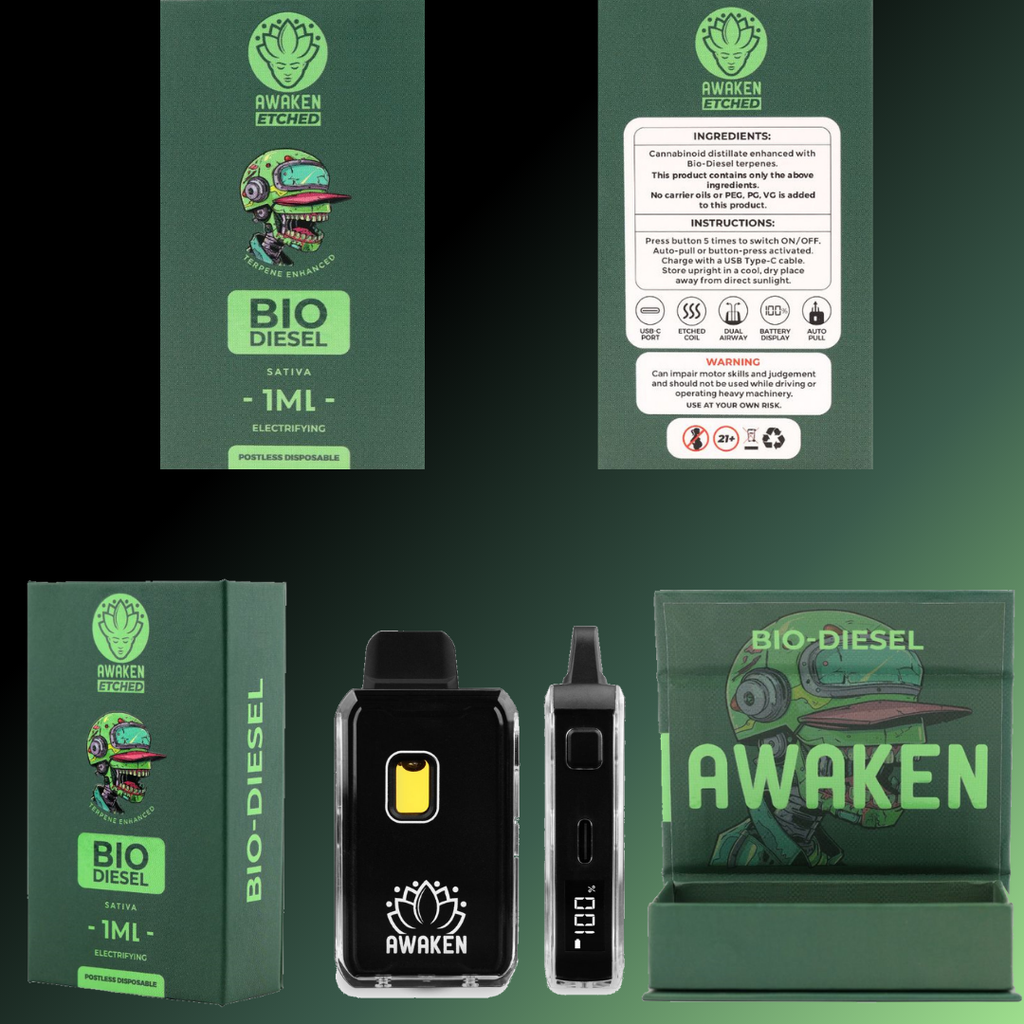 Awaken® Etched Disposable Vape 1ml - Bio-Diesel (Sativa)