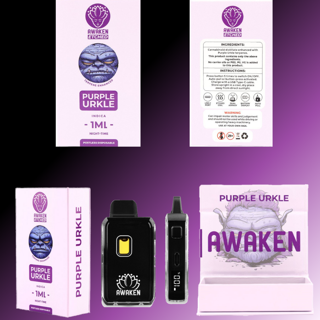 Awaken® Etched Disposable Vape 1ml - Purple Urkle (Indica)