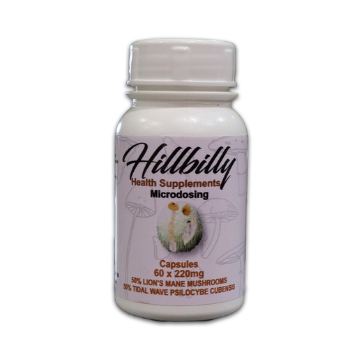 Hillbilly Microstack Psilocybin Microdosing Capsules (Tidal Wave + Lion's Mane) 220mg (30 x Capsules)