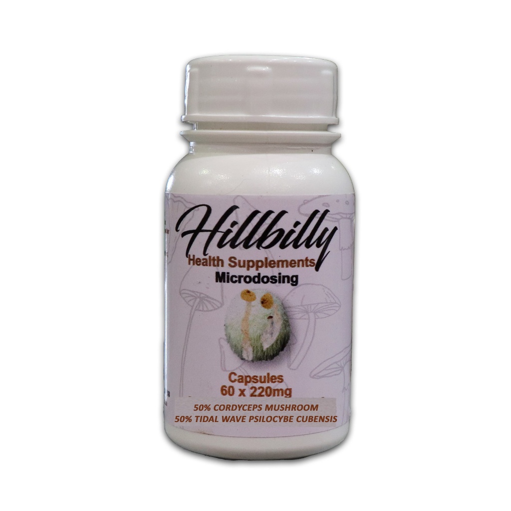 Hillbilly Microstack Psilocybin Microdosing Capsules (Tidal Wave + Cordyceps) 220mg (30 x Capsules)