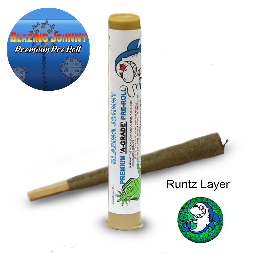 Blazing Johnny Premium Pre-Rolls - Kingsize - Greenhouse - Runtz Layer (Hybrid)
