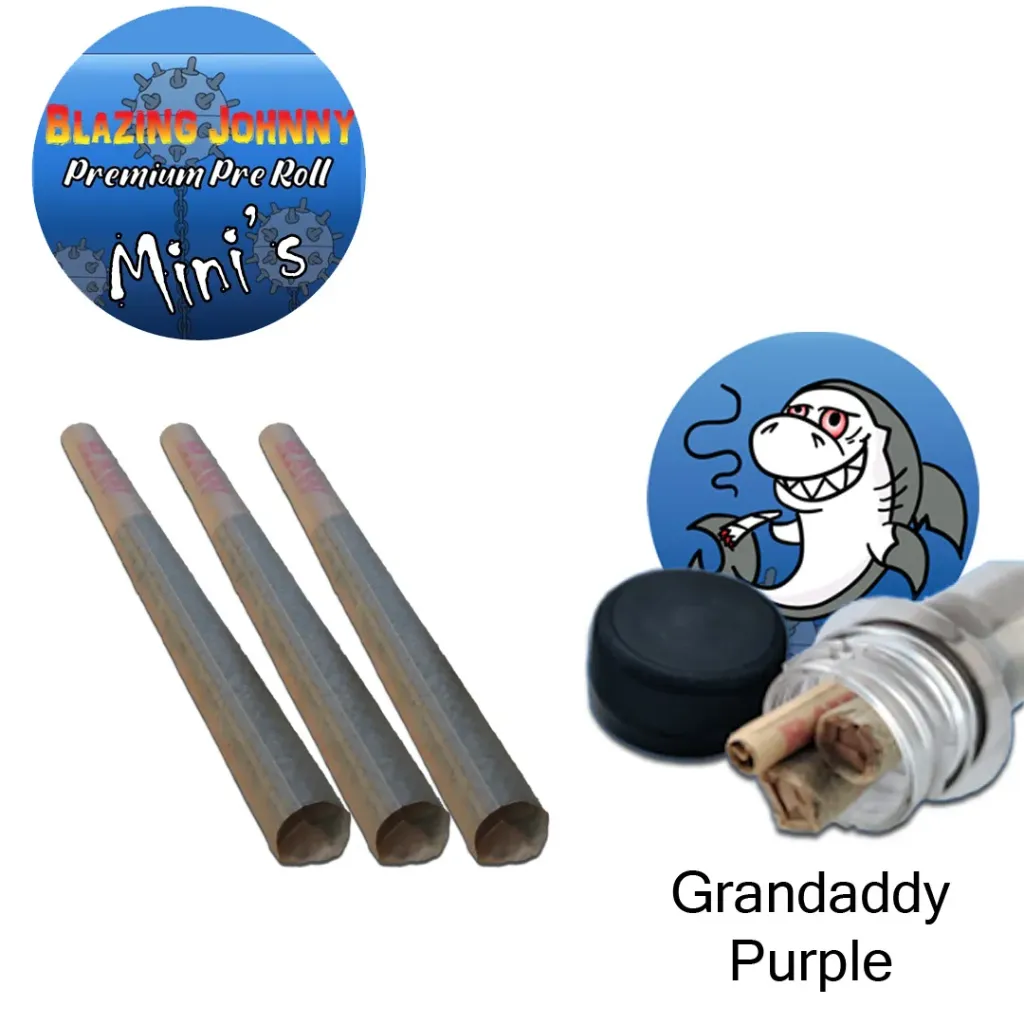 Blazing Johnny Premium Pre-Rolls - Mini's - Greenhouse - Grandaddy Purple (Indica) 3's