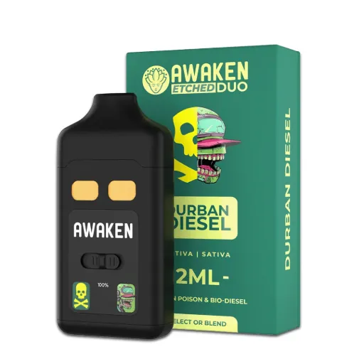 Awaken® Etched DUO Disposable Vape 2ml - Durban Diesel Duo (Sativa 1ml + Sativa 1ml)