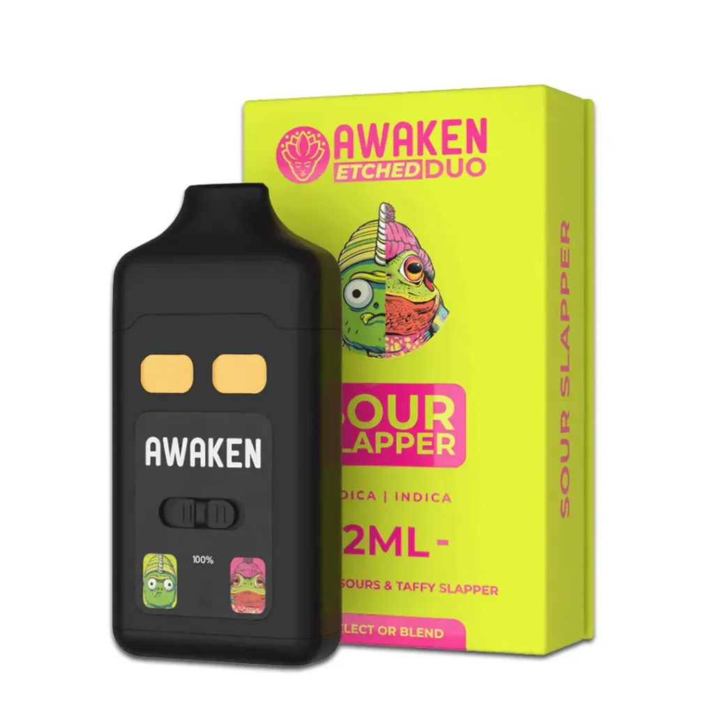 Awaken® Etched DUO Disposable Vape 2ml - Sour Slapper Duo (Indica 1ml + Indica 1ml)