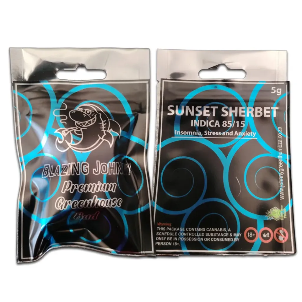 Blazing Johnny Premium Flower 5g (Greenhouse) - Sunset Sherbet (Indica)