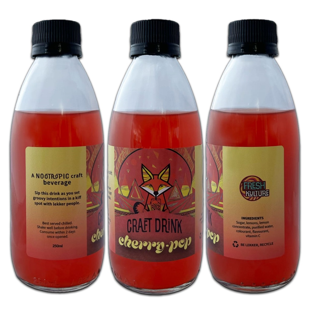 Trippy Nootropic Craft Beverage 230ml - Cherry-Pop 2000mg x 6 (6-Pack)