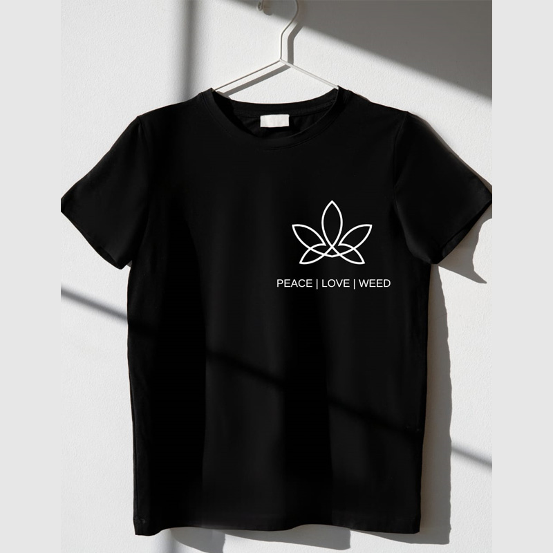Like Strange Unisex Tee - Peace Love Weed (Small)
