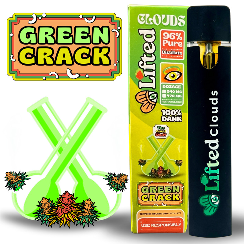 Lifted Delta 9 Disposable Vapes 1ml - Green Crack (Sativa)