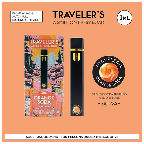 Traveler’s® Classic Disposable Vapes 1ml - Orange Soda (Sativa)