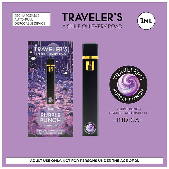 Traveler’s® Classic Disposable Vapes 1ml - Purple Punch (Indica)