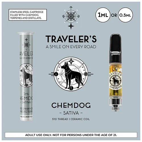Traveler’s® Classic Vape Cartridges 1ml - Chemdog (Sativa)