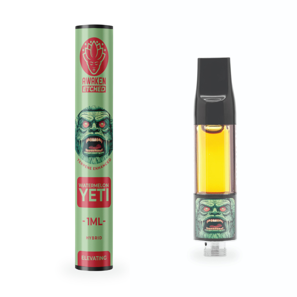 Awaken® Vape Etched Cartridges 1ml - Watermelon Yeti (Hybrid)