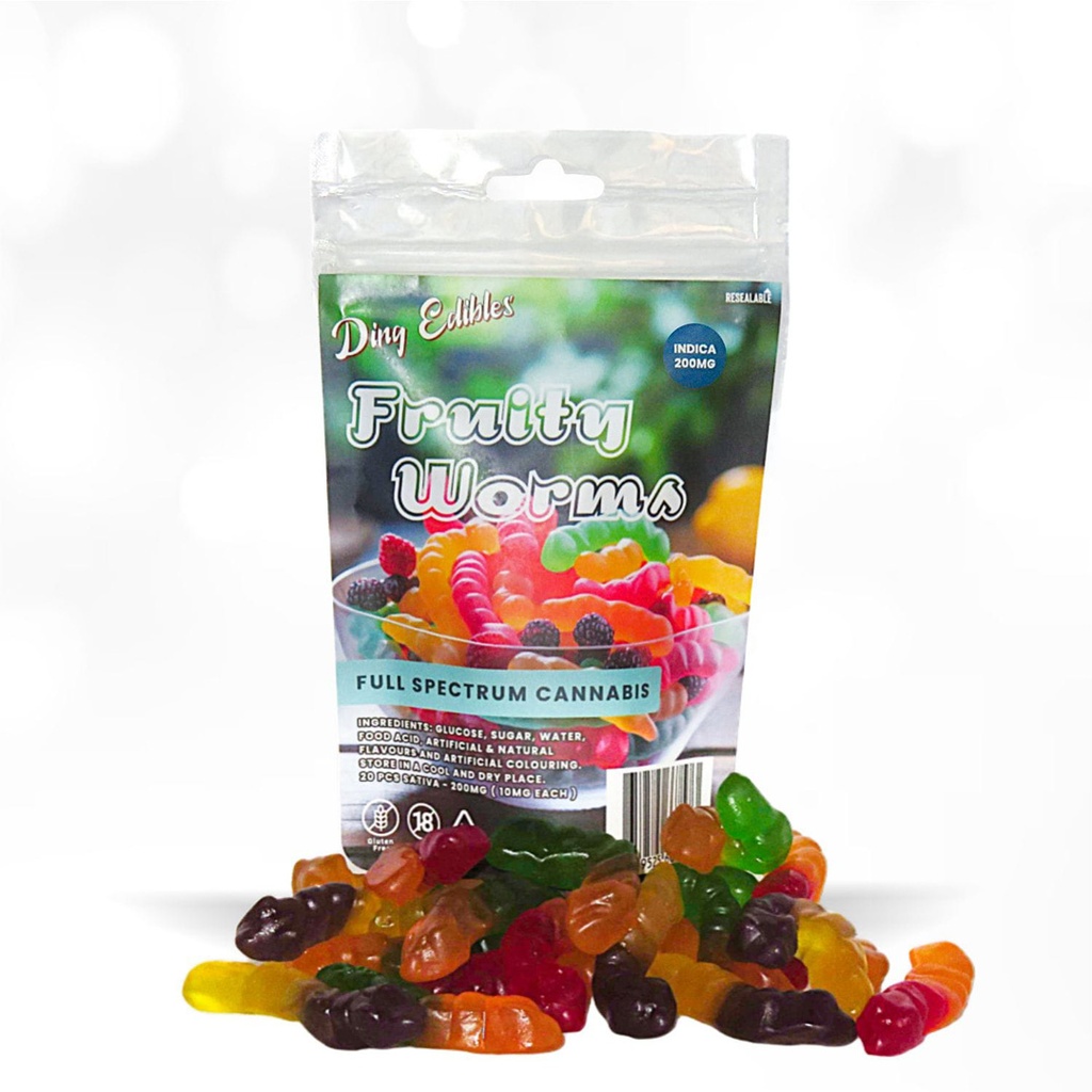 Gummies - Fruity Worms 200mg (20x10mg) - Indica