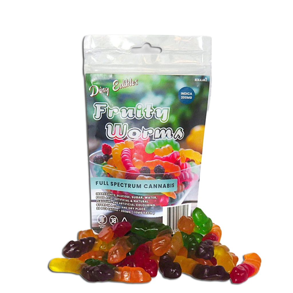 Gummies - Fruity Worms 200mg (20x10mg) - Indica