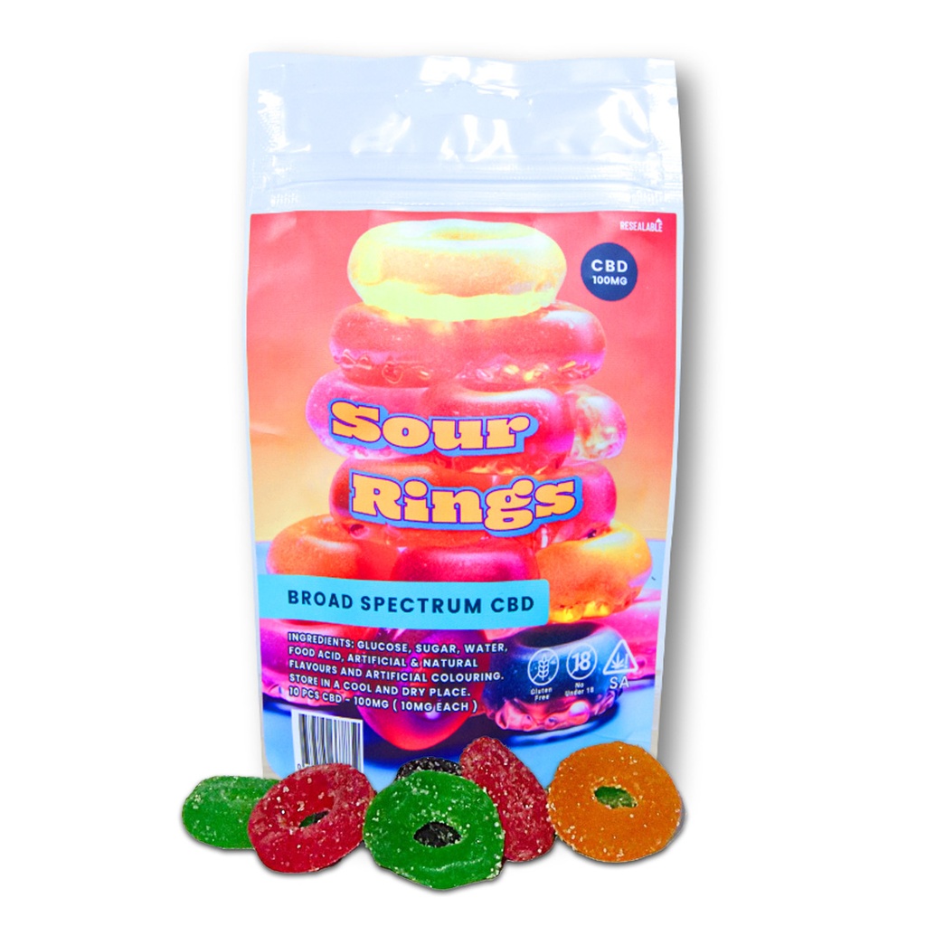 Gummies - Sour Rings 100mg (10x10mg) - CBD