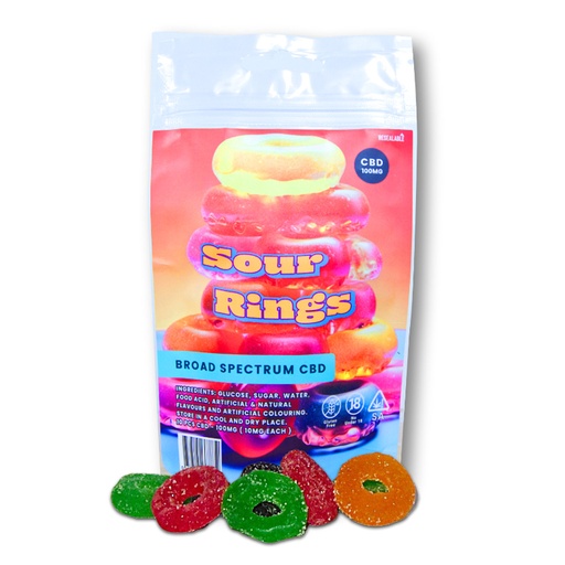 CBD Gummies - Sour Rings 100mg (10x10mg)