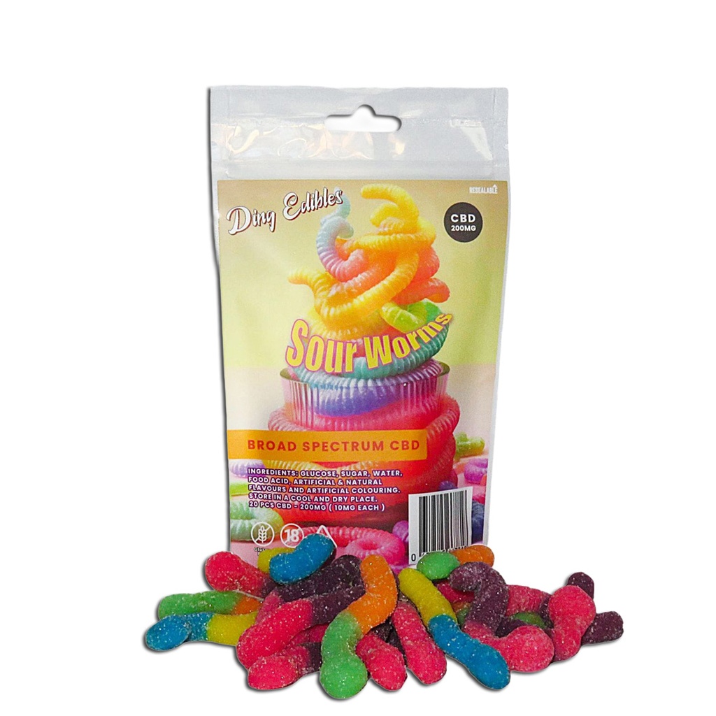 CBD Gummies - Sour Worms 200mg (20x10mg)