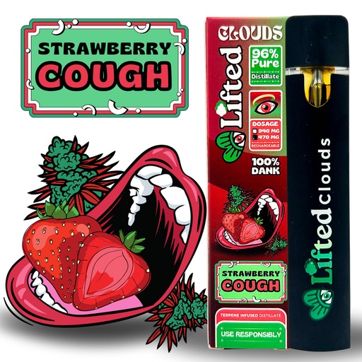 Lifted Delta 9 Disposable Vapes 1ml - Strawberry Cough (Sativa)