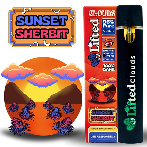 Lifted Delta 9 Disposable Vapes 1ml - Sunset Sherbet (Indica)