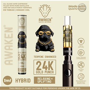 Awaken® Vape Blaster Cartridges 1ml - 24K Gold Punch (Hybrid)