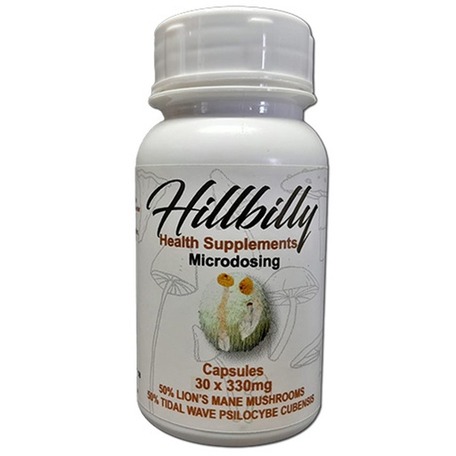 Hillbilly Microstack Psilocybin Microdosing Capsules 60's (Tidal Wave + Lion's Mane) 330mg