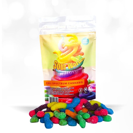 Gummies - Sour Worms 200mg (20x10mg) - Indica