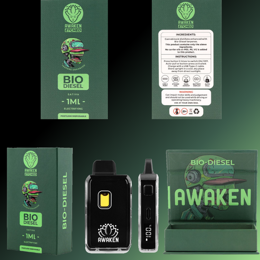 Awaken® Etched Disposable Vape 1ml - Bio-Diesel (Sativa)