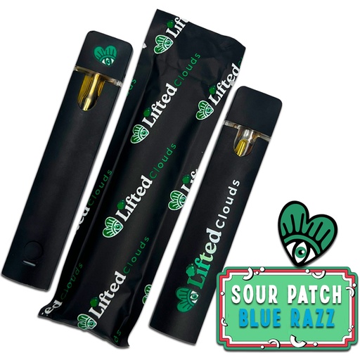 Lifted Delta 9 Disposable Vape 0.5ml (in a sleeve) - Sour Patch Blue Razz (Indica)
